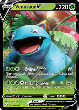 Pokemon Single Card - Champions Path 001/073 Venusaur V Pack Fresh