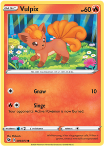 Pokemon Single Card - Champions Path 006/073 Vulpix Common Pack Fresh