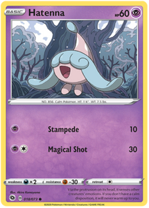 Pokemon Single Card - Champions Path 018/073 Hatenna Common Pack Fresh