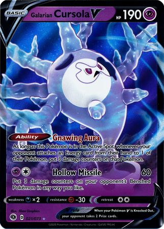 Pokemon Single Card - Champions Path 021/073 Galarian Cursola V Pack Fresh