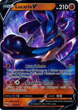 Pokemon Single Card - Champions Path 027/073 Lucario V Pack Fresh