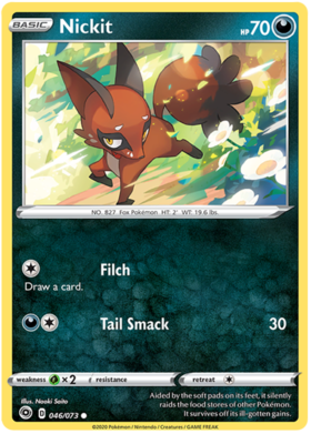 Pokemon Single Card - Champions Path 046/073 Nickit Common Pack Fresh