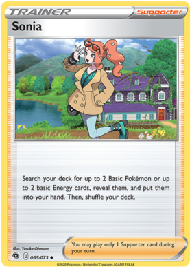 Pokemon Single Card - Champions Path 065/073 Sonia Uncommon Pack Fresh