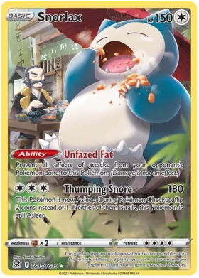 Pokemon Single Card - Lost Origin TG10/TG30 Snorlax Full Art Pack Fresh