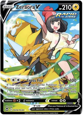 Pokemon Single Card - Silver Tempest Trainer Gallery TG16/TG30 Zeraora V Pack Fresh