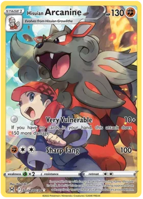 Pokemon Single Card - Lost Origin TG08/TG30 Hisuian Arcanine Full Art Pack Fresh